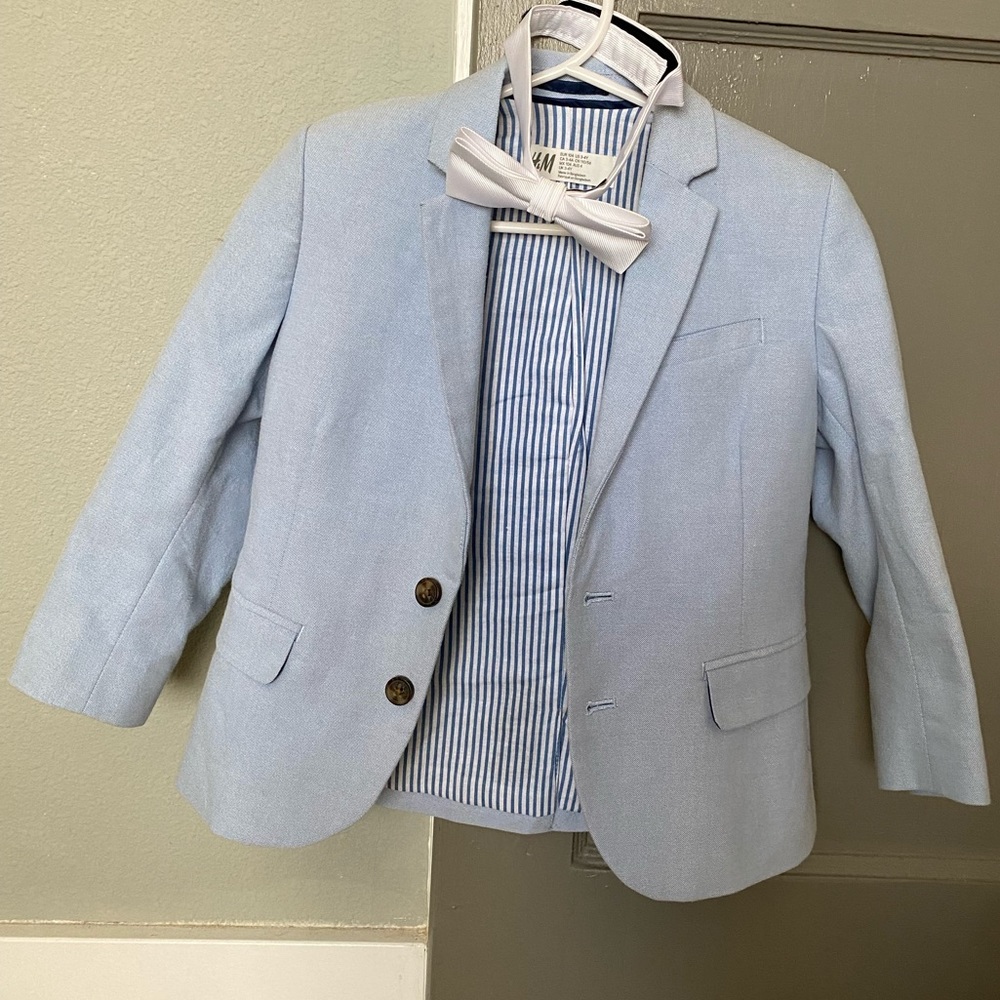 H&M light blue cotton woven suit